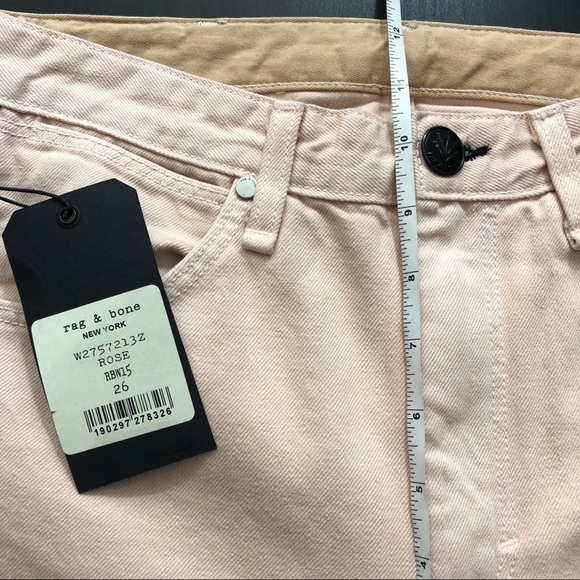 Rag & Bone Rbw15 Rose Light Pink High Rise Straight Selvedge Jeans 26 - Picture 6 of 8